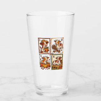 Herbst Kuh Quartett Vintage Patchwork Bauernhof Sh Glas