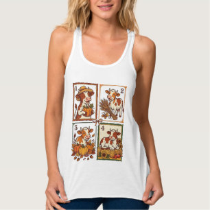 Herbst-Kuh-Quartett Vintage-Patchwork-Bauernhof-Sh Tank Top