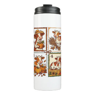 Herbst Kuh Quartett Vintage Patchwork Bauernhof Sh Thermosbecher