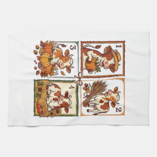 Herbst Kuh Quartett Vintage Patchwork Farmhemd Geschirrtuch