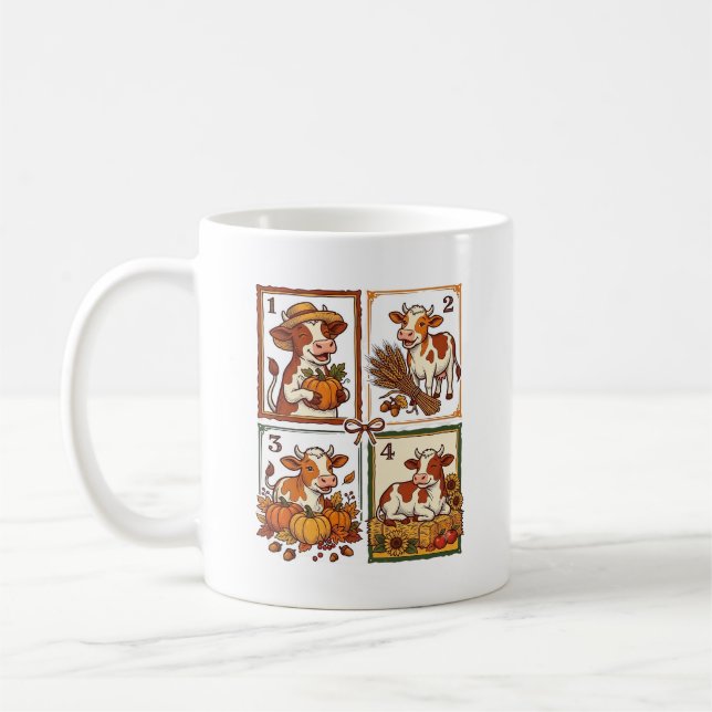 Herbst Kuh Quartett Vintage Patchwork Farmhemd Kaffeetasse (Links)