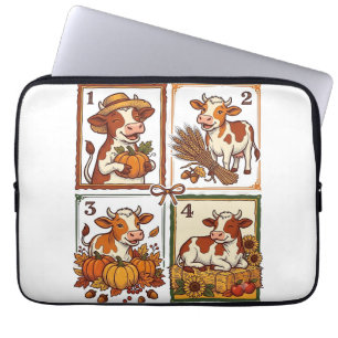 Herbst-Kuh-Quartett Vintage-Patchwork-Farmhemd Laptopschutzhülle