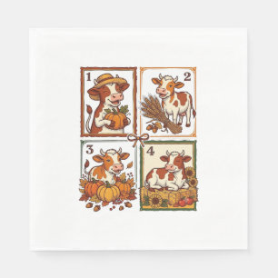 Herbst Kuh Quartett Vintage Patchwork Farmhemd Serviette