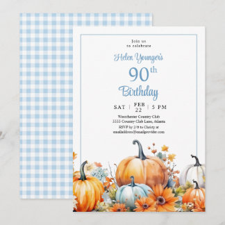 Herbst-Kürbis 90. Geburtstagsflorales Einladung