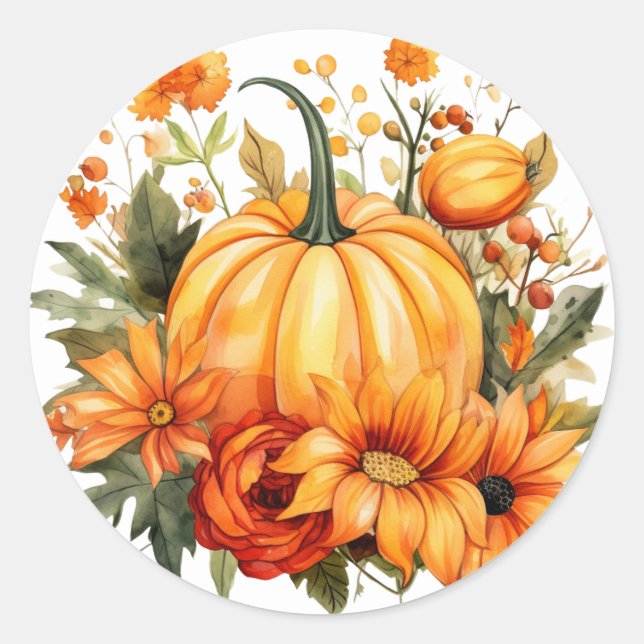 Herbst-Kürbis-Aufkleber Runder Aufkleber (Vorderseite)