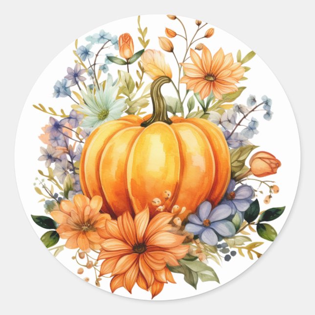 Herbst-Kürbis-Aufkleber Runder Aufkleber (Vorderseite)