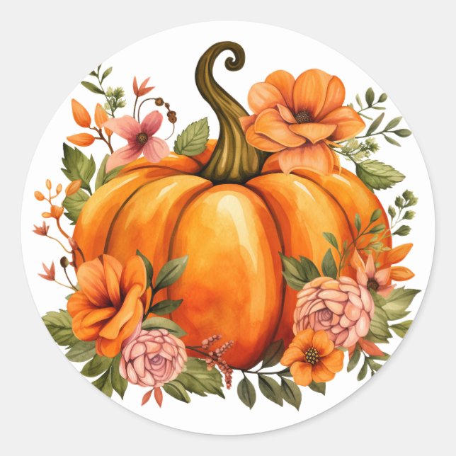 Herbst-Kürbis-Aufkleber Runder Aufkleber (Vorderseite)