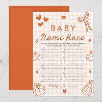 Herbst-Kürbis-Baby-Name-Rennen Baby Shower Spiel