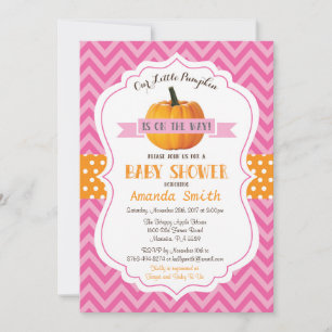 Herbst-Kürbis-Baby-Shower-Einladung Rosa Chevron Einladung
