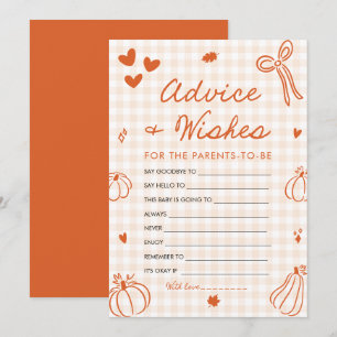 Herbst-Kürbis-Baby-Shower-Ratschläge und -Wünsche- Einladung