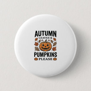 Herbst-Kürbis-Blätter Kürbisse Bitte Vintage_1 Button