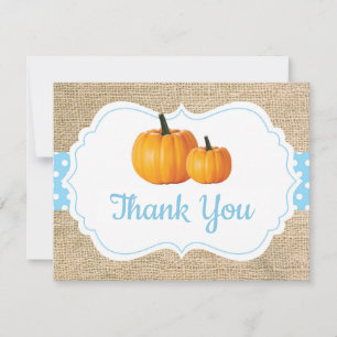 Herbst Kürbis Blaues Jutegewebe Dankeschön-Karte Dankeskarte