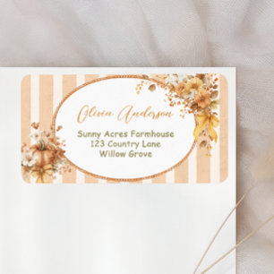 Herbst-Kürbis-Blumen-Baby-Party-Rücksendeadresse Adressaufkleber