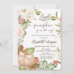 Herbst-Kürbis-Blumen-Blätter-Baby-Party Einladung