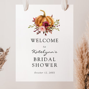 Herbst-Kürbis-Blumen-Hochzeitsdusche-Willkommenssc Poster