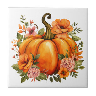 Herbst-Kürbis-Blumen-Keramikfliese Fliese