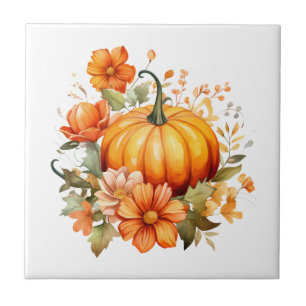 Herbst-Kürbis-Blumen-Keramikfliese Fliese