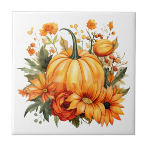 Herbst-Kürbis-Blumen-Keramikfliese Fliese