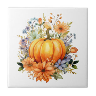 Herbst-Kürbis-Blumen-Keramikfliese Fliese
