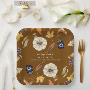 Herbst-Kürbis-Blumen Thanksgiving Friendsgiving Pappteller
