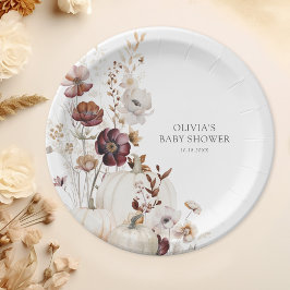 Herbst-Kürbis-Boho-Wildblumen-Baby-Party Pappteller
