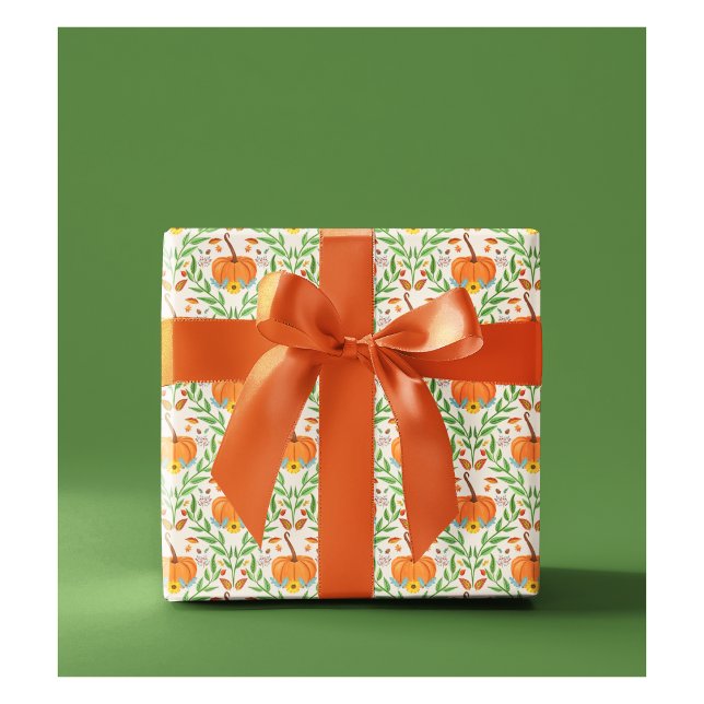 Herbst-Kürbis-Botanik-Design Geschenkpapier (Von Creator hochgeladen)