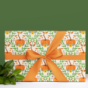 Herbst-Kürbis-Botanik-Design Geschenkpapier Set
