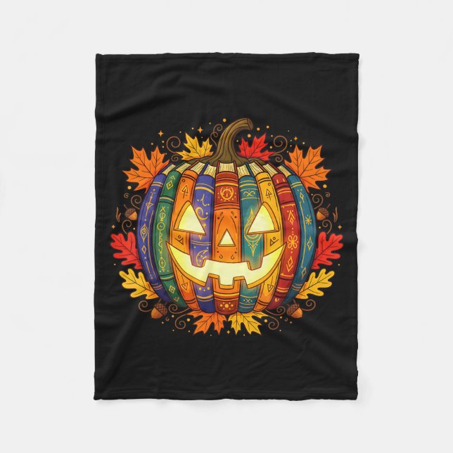 Herbst-Kürbis-Buchliebhaber, Soky-Bibliothekar-Leh Fleecedecke (Vorderseite)