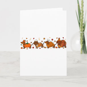 Herbst-Kürbis-Dachshund-Thanksgiving-Frauen Karte