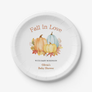 Herbst-Kürbis-Fall-in-Liebe-Baby-Party Pappteller