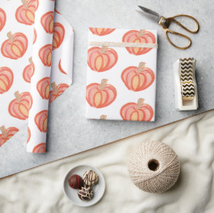 Herbst-Kürbis handbemalt Orange Geschenkpapier