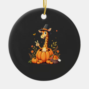 Herbst-Kürbis-Herbst-Giraffe-Dankeschreiben Damen Keramik Ornament