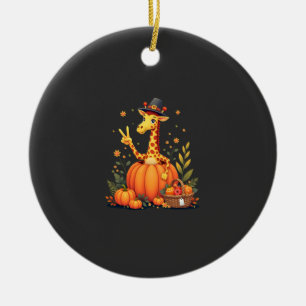 Herbst-Kürbis-Herbst-Giraffe-Thanksgiving-Frauen-M Keramik Ornament