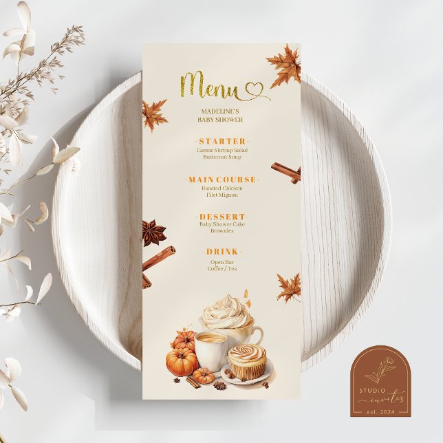Herbst-Kürbis-Kaffee-Brühen Flachmenü Menükarte (Von Creator hochgeladen)