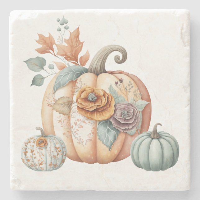 Herbst-Kürbis-Marmor  Steinuntersetzer (Vorderseite)