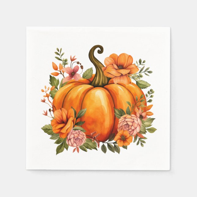 Herbst-Kürbis-Papier-Servietten  Serviette (Vorderseite)