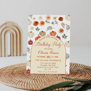 Herbst-Kürbis-Rustical-Birthday-Party Einladung