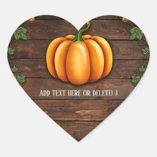 Herbst Kürbis Rustikal Grün Gold Efeu Herbst Landh Herz-Aufkleber