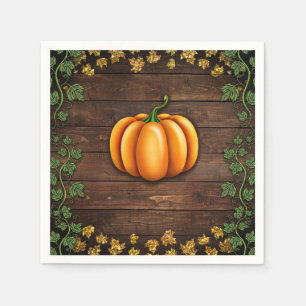 Herbst Kürbis Rustikal Grün Gold Efeu Herbst Landh Serviette