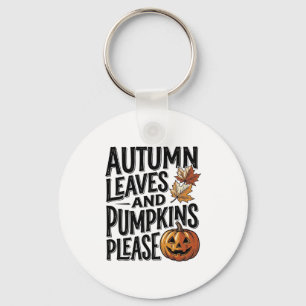 Herbst-Kürbis-Shirt mit Blättern und Halloween-Sti Schlüsselanhänger