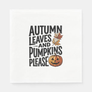 Herbst-Kürbis-Shirt mit Blättern und Halloween-Sti Serviette