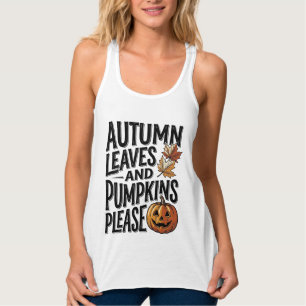 Herbst-Kürbis-Shirt mit Blättern und Halloween-Sti Tank Top