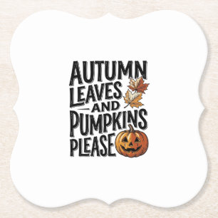 Herbst-Kürbis-Shirt mit Blättern und Halloween-Sti Untersetzer