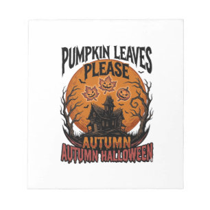 Herbst-Kürbis-Shirt mit vintage-gruseligen Herbstb Notizblock