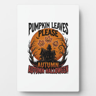 Herbst-Kürbis-Shirt mit Vintage-spooky-Herbstlaub Fotoplatte