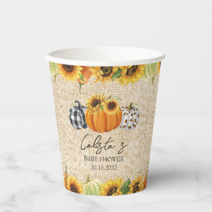 Herbst-Kürbis-Sonnenblume-Jute-Baby-Party Pappbecher