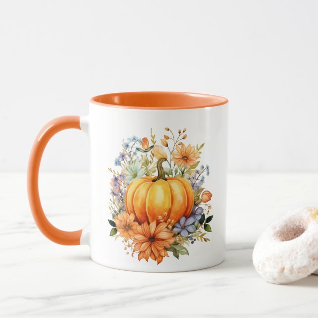 Herbst Kürbis  Tasse (Mit Donut)