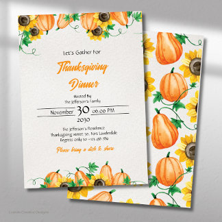 Herbst-Kürbis Thanksgiving-Dinner Einladung