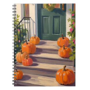 Herbst-Kürbis-Treppe Herbstliches Erntedankfest Notizblock