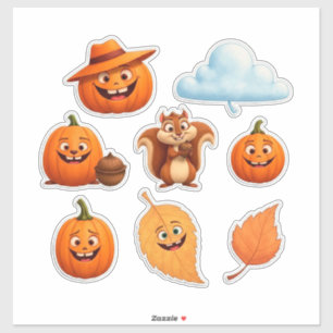 Herbst-Kürbis- und Blatt-Set für Herbstbastelproje Aufkleber